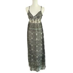 SoulCal Boho Floral Maxi Dress Spaghetti Strap Empire Waist Size 8